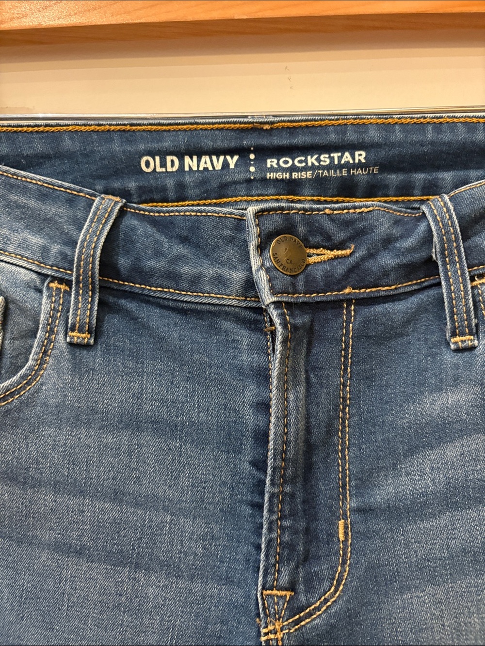 Old Navy ROCKSTAR Blue Distressed HIGH RISE Skinny Jeans,Size 4 - Picture 4 of 10